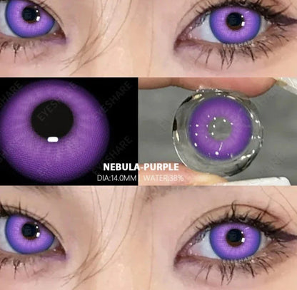 Aichashi 1pair Colored Contact Lenses for Eyes Purple Lenses Fashion Colorful Beautiful Pupil Lens Yearly Cosmetic Eye Contacts