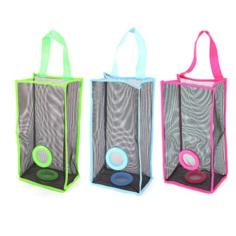 Aichashi 1 Pcs Reusable grocery bag holder, kitchen hanging net, Bin bag storage organizer