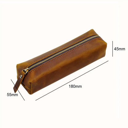 Aichashi BACK TO SCHOOL Genuine Leather Cosmetic Bag Men Women Makeup Portable Wash Shower Case Waterproof Clutch Travel Toiletry Groomsmen Gift