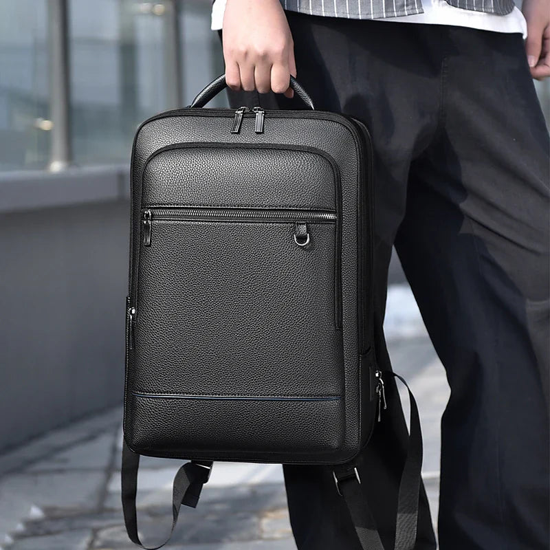 Aichashi BACK TO SCHOOL Executive Backpack Men PU Leather Satchel USB Charging Briefcase Office Travel Laptop Office Business Shoulder Back Pack Male