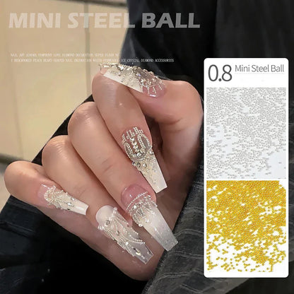 0.8/1.0MM Manicure Mini Steel Ball for Nails Art Decoration Gold Sliver Nail Art Luxe DIY Nails Accessories