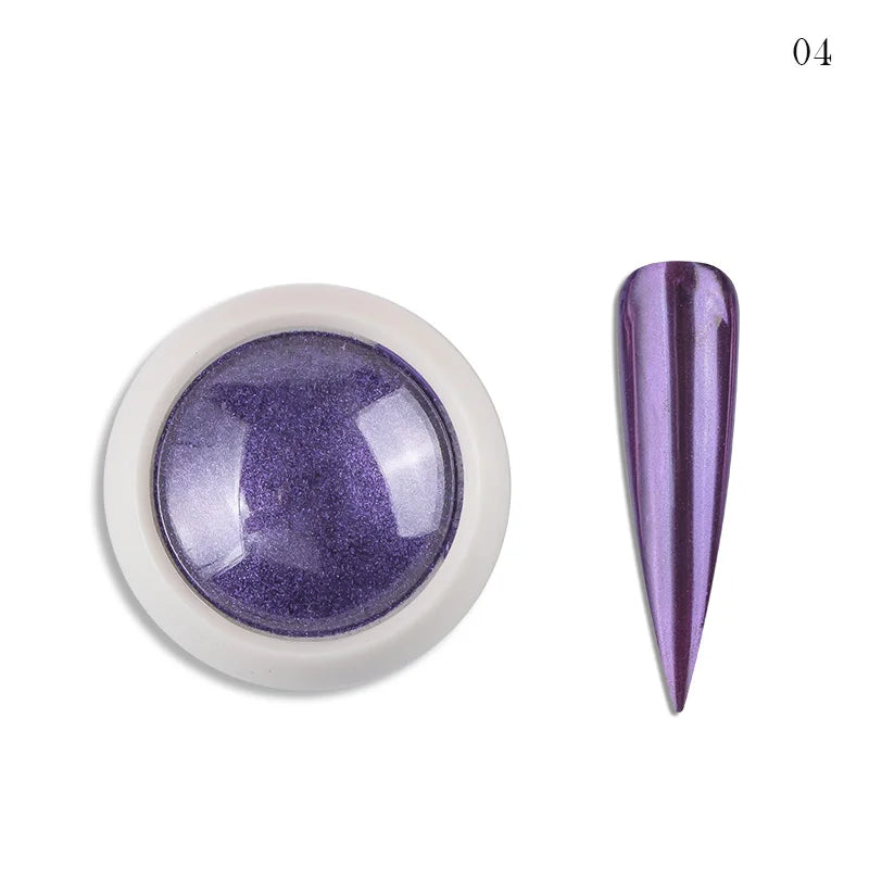 0.2g/jar Aurora Chrome Unicorn Nail Pigment Rainbow Mirror mermaid Nail Art Powder With 1-Sponge-Stick Unicorn Mirror Powder F-t