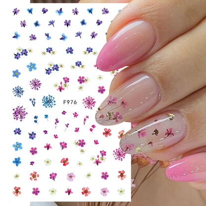 Aichashi 3D Laser Sakura Flower Nail Sticker Aurora Decals Glitter Star Butterfly Floral Adhesive Sliders Cherry Blooming Manicure