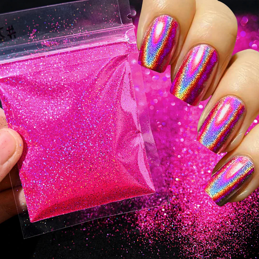 1Box Unicorn Holographic Nail Powder Silver Glitter Metallic Rub Dust Mirror Pigment Extra Fine Shiny Chrome For DIY Manicure*Y*