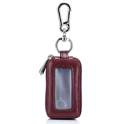 Car Key Chain, Universal Car Auto Split  Leather 2 Zipper Key Case Holder Storage Bag  For  Man