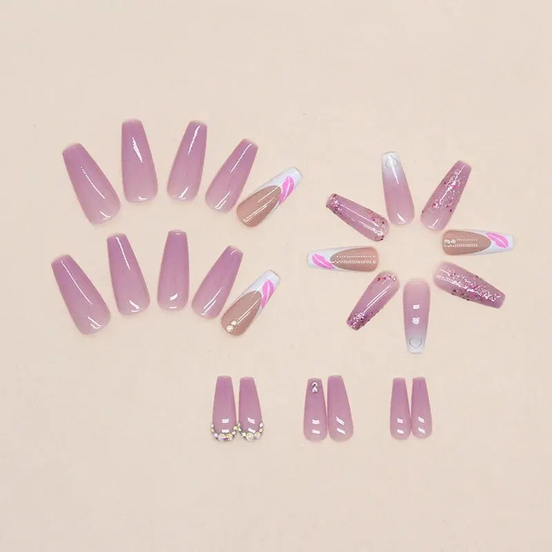 24 PCs Fake Nails with 1 Nail Glue and 1 Nail File