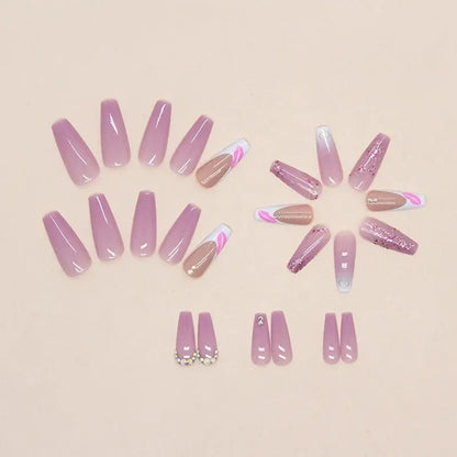 24 PCs Fake Nails with 1 Nail Glue and 1 Nail File