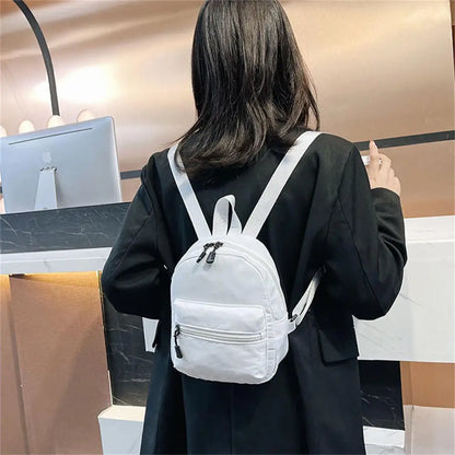 Aichashi Korean Nylon holographic backpack Women Casual Solid Color Small Schoolbag Travel Bag For Teenager Student School Bag Back