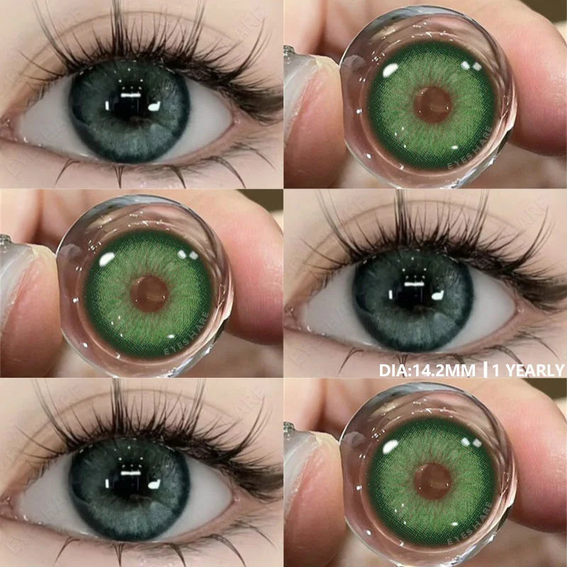 Aichashi 1pair Natural Color Contact Lenses for Eyes Gray Pupils Lens Blue Lenses Beautiful Pupil Yearly Makeup Green Eye Lenses