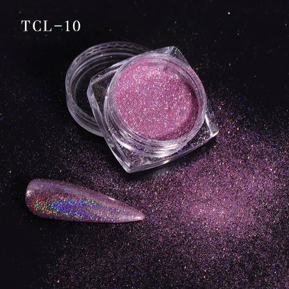 1Box Laser Nail Glitter Holographic Powder for Nails Mirror Polishing Chrome Pigments Shimmer Dip Powders Nail Art Decorations