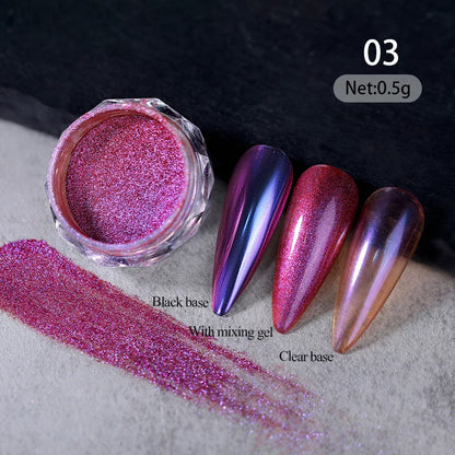 Aichashi Gradient Powder Pigment Pearl Rubbing on Nail Art Glitter Dust Aurora On Manicure Decoration Mirror Rubbing Neon Dust