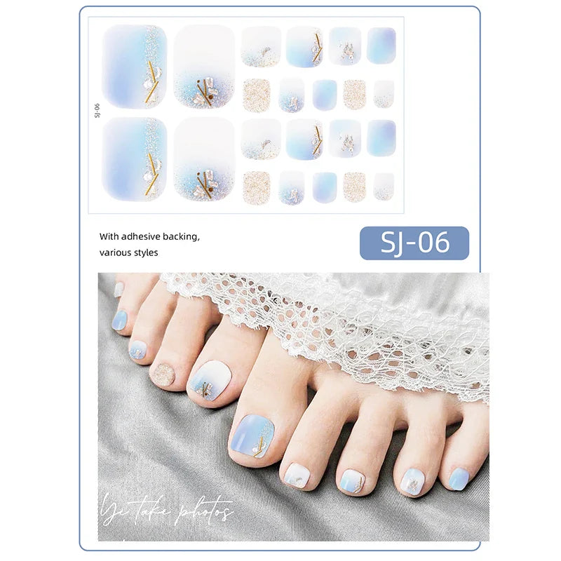 Aichashi 22 Tips Toe Nail Wraps Full Cover Nails Sticker Art Decorations Manicure Nail Vinyls Adhesive Nails Deco For Women Girls DIY