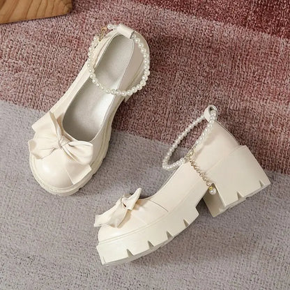 Aichashi Lolita Shoes Women Japanese Style Mary Jane Shoes Women Vintage Shallow High Heels Chunky Platform Shoes Cosplay Female Sandals