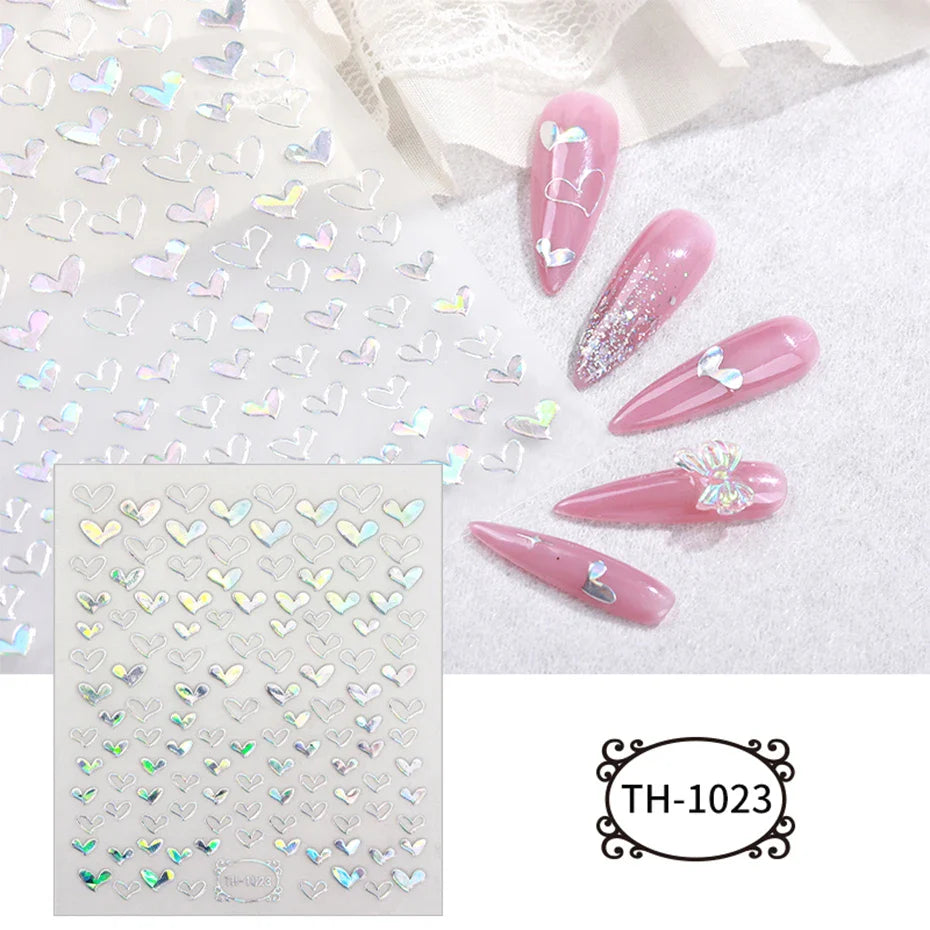 Aichashi Love Heart Nail Stickers Simple Heart Design Self-Adhesive Slider Letters Nail Art Decorations Stars Decals Manicure Accessories