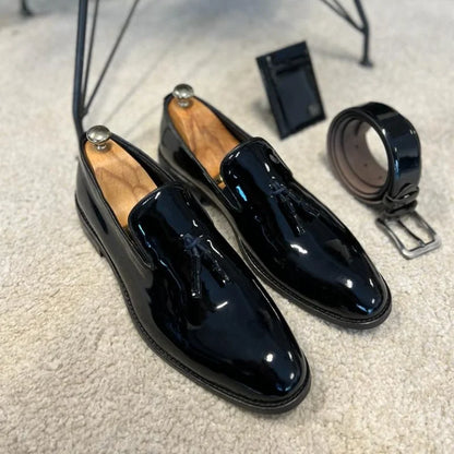 Aichashi New Black Loafers for Men Patent Leather Tassels Wedding Business Men's Formal Shoes Size 38-45 Free Shipping men shoes