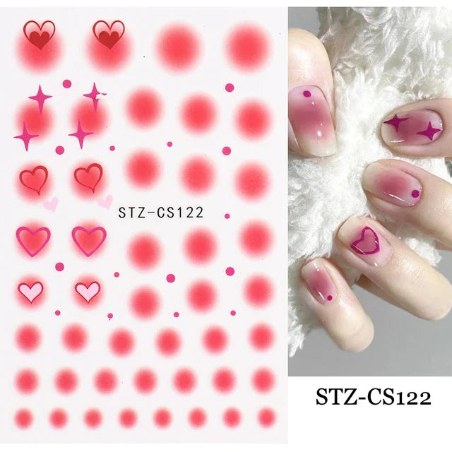 Aichashi Heart Nail Sticker 3D Comic Cartoon Colorful Heart Star Sliders Cute Nail Design Korean Style Translucent Gel Polish Wraps Decal