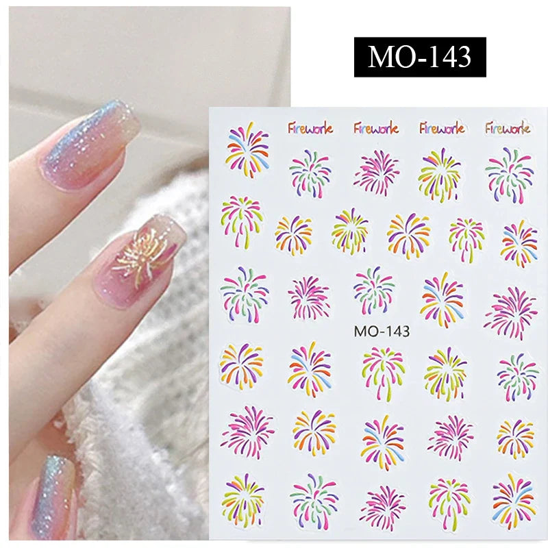 Aichashi 3D Laser Sakura Flower Nail Sticker Aurora Decals Glitter Star Butterfly Floral Adhesive Sliders Cherry Blooming Manicure