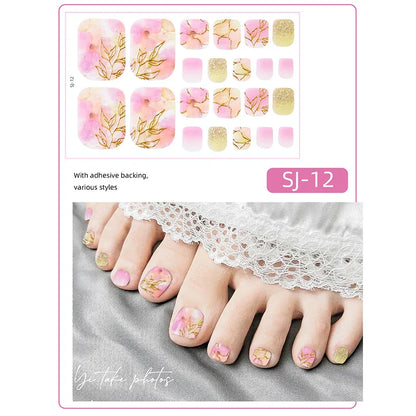 Aichashi 22 Tips Toe Nail Wraps Full Cover Nails Sticker Art Decorations Manicure Nail Vinyls Adhesive Nails Deco For Women Girls DIY