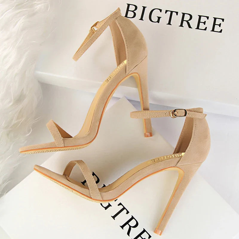 aichashi  -  Shoes New Suede Women Sandals Stiletto Heels 11cm 8 Cm Women High Heels Fashion Summer Sandals Women Pumps Kitten Heels