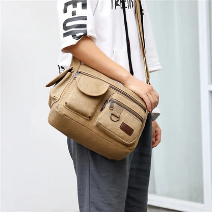 Aichashi Men Canvas Shoulder Bags Casual Tote Travel Men's Crossbody Bag Luxury Messenger Bags Fashion High Quality Handbag