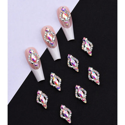 Aichashi 10pcs Gold 3D Nail Art Charms Shape Crystal Rhinestone Stones Nail Jewelry For Acrylic Nail Designer Accessories Decor