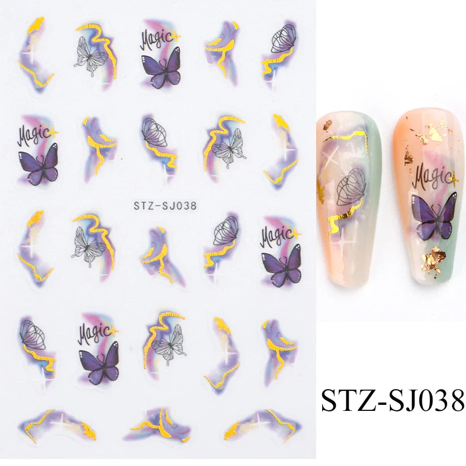 Aichashi Acrylic Flowers Nails Art Stickers White Floral Petal Leaf Sliders For Nails Wedding Design Manicure Decoration