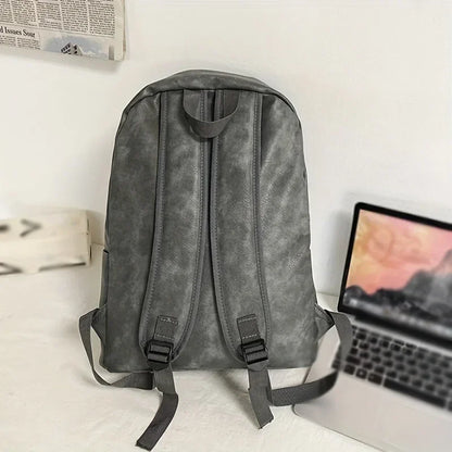 Aichashi BACK TO SCHOOL PU Leather Computer Laptop Bag, Vintage Preppy Style School Backpack, Fashionable Travel College Rucksack