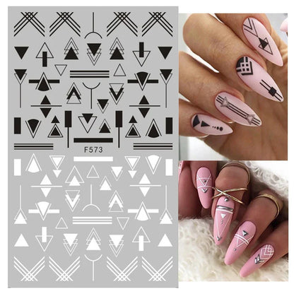 Aichashi 1PCS 3D Black and White Nail Art Stickers Nail Art Decoration Star Moon Butterfly Nail Decal Color Snake Sticker Manicure