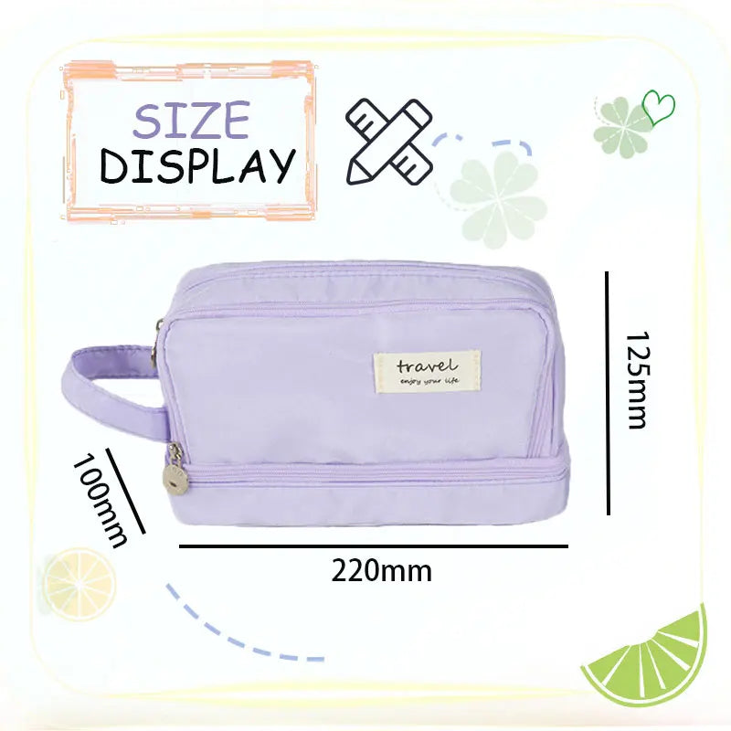 Aichashi BACK TO SCHOOL Macaron Pencil Case Double layer Large Capacity pencil bag Cute Back to School Stationery Supplies Schools & Offices