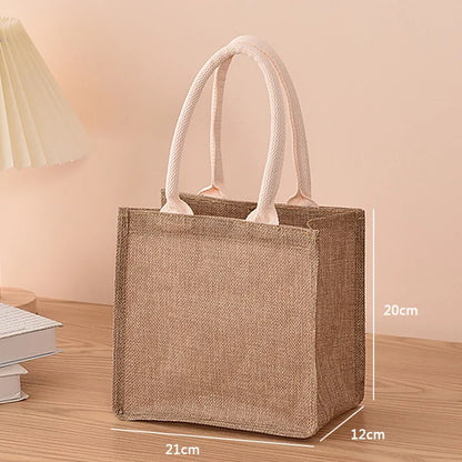 Aichashi Linen bag Hand-painted cotton sacks Jute portable imitation sacks Linen bags Shopping bags Laminated bags