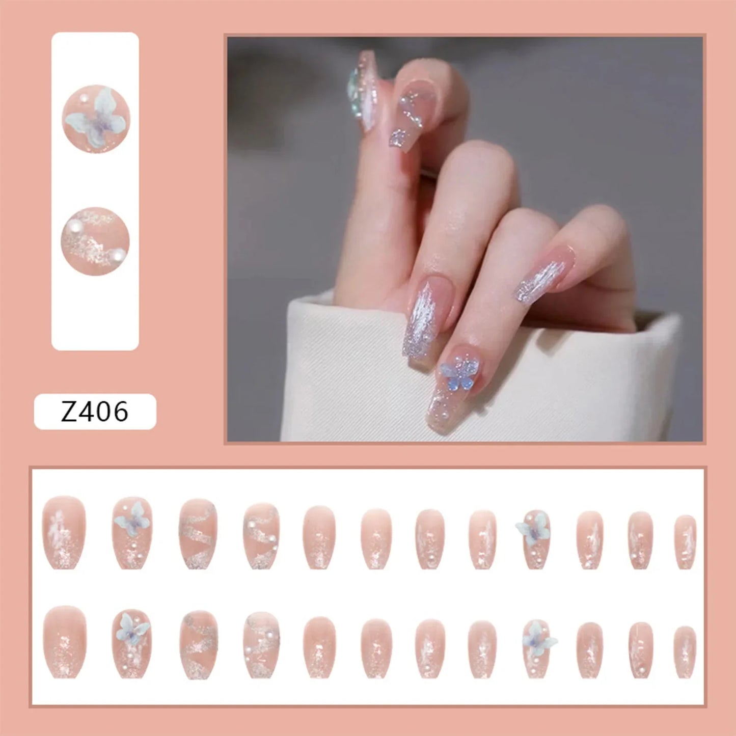 Aichashi 24pcs Glitter Red False Nails Fashion Shiny Crystal Design Press on Nail Patch Full Cover Wearable Artificial Nail Tips for Girl