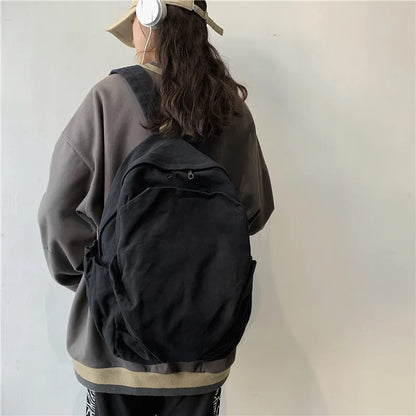 Aichashi BACK TO SCHOOL New Japanese Solid Colour Schoolbag Korean Student Canvas Backpack Large Capacity Double Shoulder Bag for Women Travel Backpack