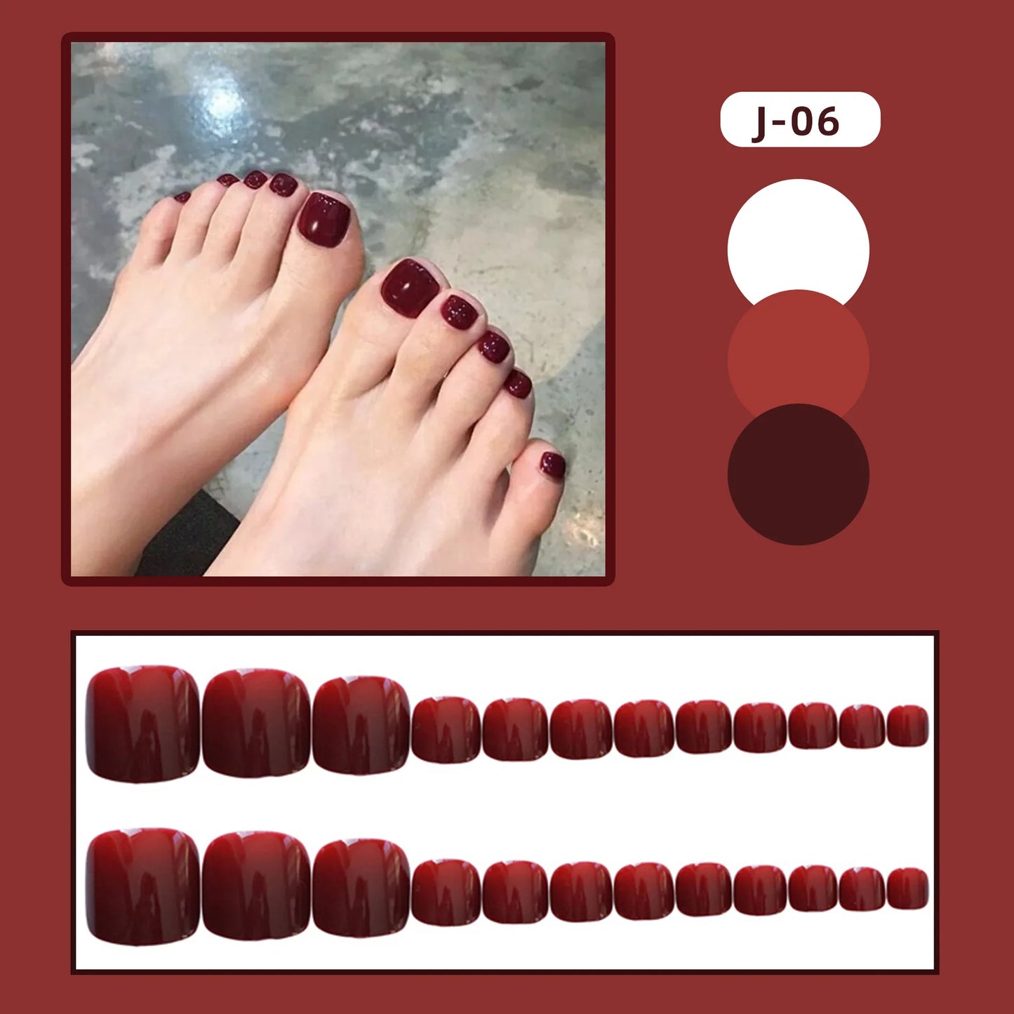 Aichashi 24pcs Solid Color Toenails French Minimalist Style Toenails Full Coverage Waterproof Removable Artificial Press on Nails False