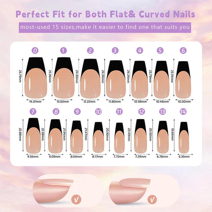 Aichashi 150pcs/Boxed French Gel Tips Press On Nails Black Coffee Almond Nails 15 Sizes Pre-applied Fake Nails For Manicure Extension