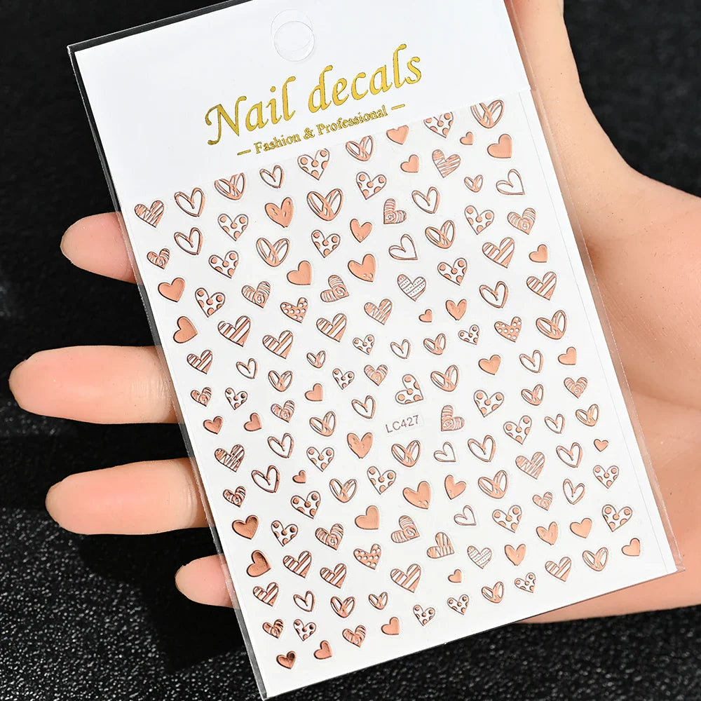 3D Gold Sun/Moon/Star Bronzing Nail Art Sticker 8*10cm Laser Star Moon Design Nail Decal Gold Silver Self-Adhesive Slider