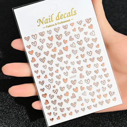 3D Gold Sun/Moon/Star Bronzing Nail Art Sticker 8*10cm Laser Star Moon Design Nail Decal Gold Silver Self-Adhesive Slider