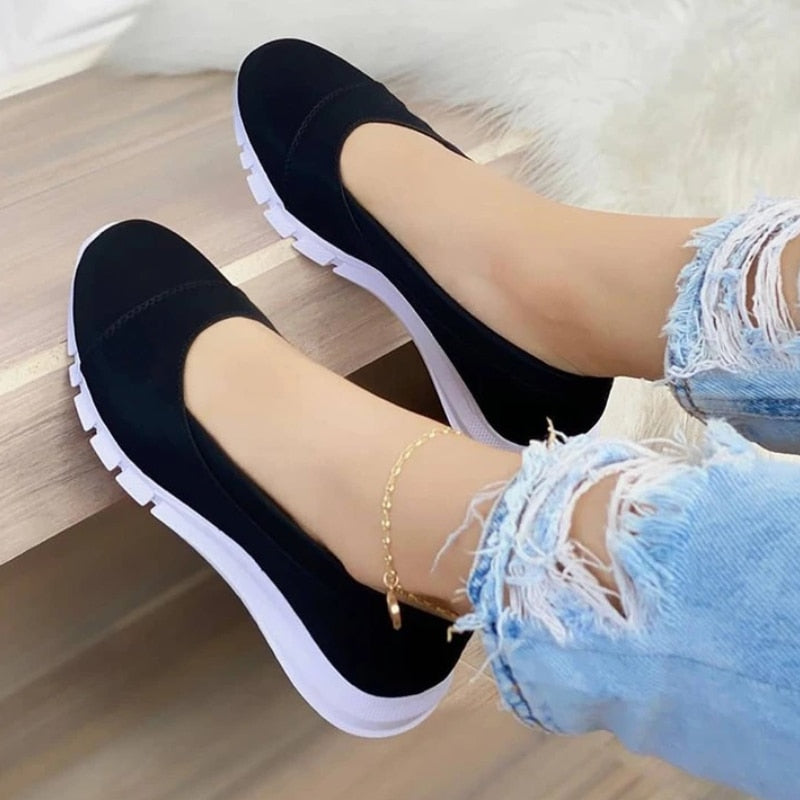 Aichashi Ladies Handmade Solid Color Women Shoes Classic Casual  Flat Heel Shoes Comfortable Non-slip Fashion Zapatos De Mujer Sneakers