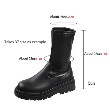 Aichashi Autumn Winter Thigh High Boots Women Plus Size Slim PU Leather Long Boots Woman Fashion Platform Over The Knee Botas Mujer