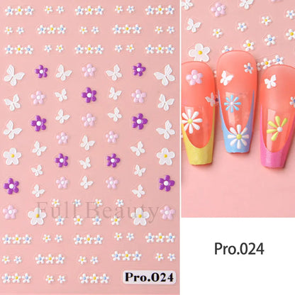 Aichashi 1Pcs Sakura Stickers For Nails 5D Embossed Spring Cherry Blossom Tulip Peony Flowers Petals Sliders Manicure Decoration