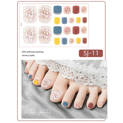 Aichashi 22 Tips Toe Nail Wraps Full Cover Nails Sticker Art Decorations Manicure Nail Vinyls Adhesive Nails Deco For Women Girls DIY