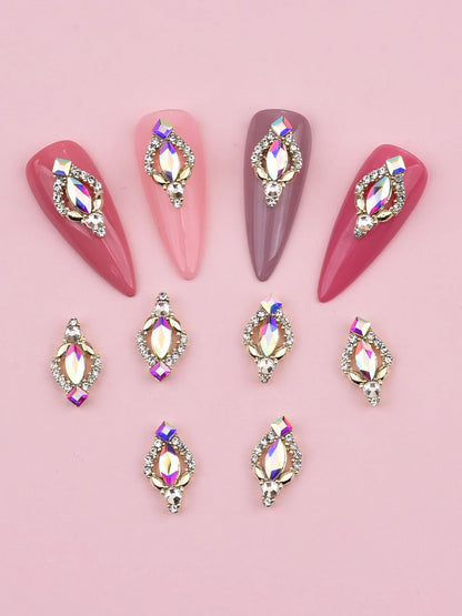 Aichashi 10pcs Gold 3D Nail Art Charms Shape Crystal Rhinestone Stones Nail Jewelry For Acrylic Nail Designer Accessories Decor