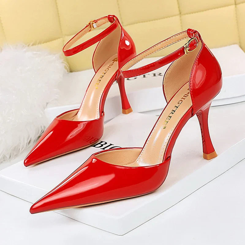 aichashi  -  Shoes Nude Heels Women Pumps Patent Leather High-heeled Shoes Luxury Banquet Shoes Summer Women High Heels Sandals 2024