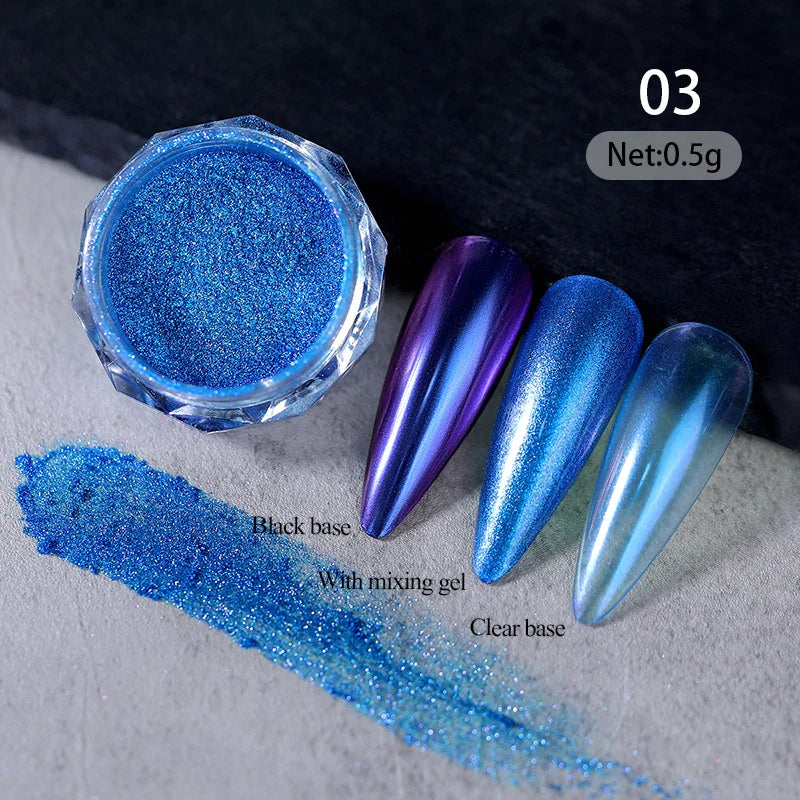 Aichashi Gradient Powder Pigment Pearl Rubbing on Nail Art Glitter Dust Aurora On Manicure Decoration Mirror Rubbing Neon Dust