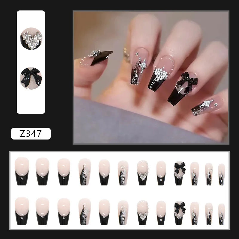 Aichashi Nail Art Fake Nails Long Island Iced Tea Wearing Jiashan Camellia Flower 3D Light Change Love Girl Blush Wearing Press on Nails