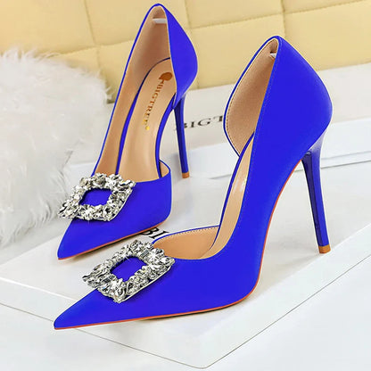 aichashi  - Luxury Heels 10.5 Cm Women Pumps Rhinestone Design High Heels Fashion Wedding Shoes Stilettos Sexy Party Shoes 10 Colour Pumps