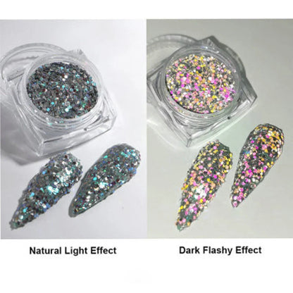 1Box Unicorn Holographic Nail Powder Silver Glitter Metallic Rub Dust Mirror Pigment Extra Fine Shiny Chrome For DIY Manicure*Y*