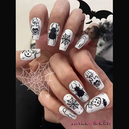 Aichashi Halloween Red Bloodstain False Nails Long Coffin Ballet Full Cover Press on Nails Detchable Full Cover Fake Nail Patches 24pcs