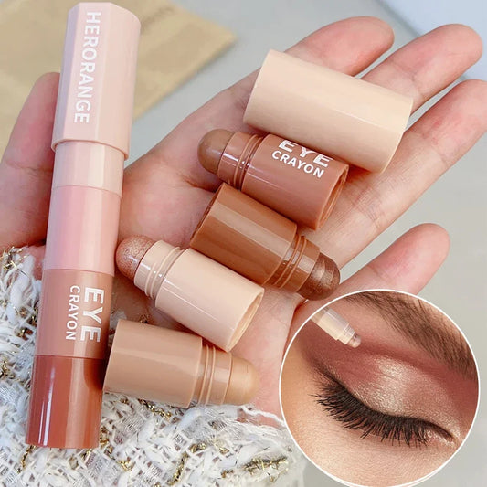 Aichashi 4 In 1 Pearlescent Eyeshadow Pencil Glitter Silkworm Liner Highlighter Pen Lasting Matte Eye Shadow Stick Eyes Makeup Cosmetics