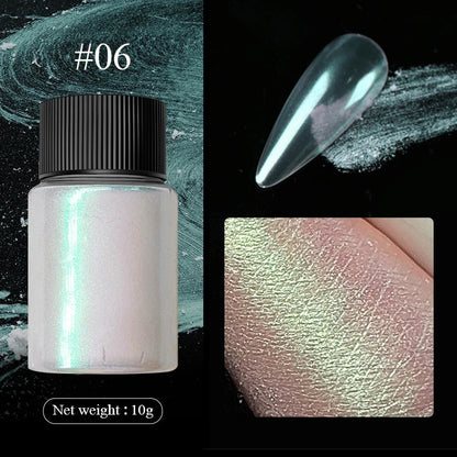 Aurora Pearl White Nails Glitter Dust Chrome Moonlight White Rubbing on Powder Shell Mirror Pigment Nail Art Supplies Decoration