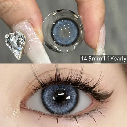 Aichashi 1 Pair New Fashion Blue Color Contact Lenses for Eyes Natural Brown Eyes Contacts Lenses Yearly Gray Colorful Eyes Lens